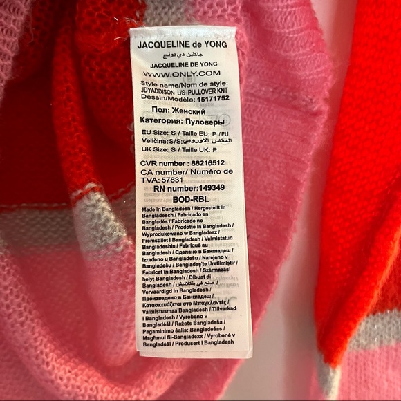 Jacqueline de Yong Addison Sweater Open Weave Color Pop Stripe Sweater Sz S EUC - Picture 12 of 16